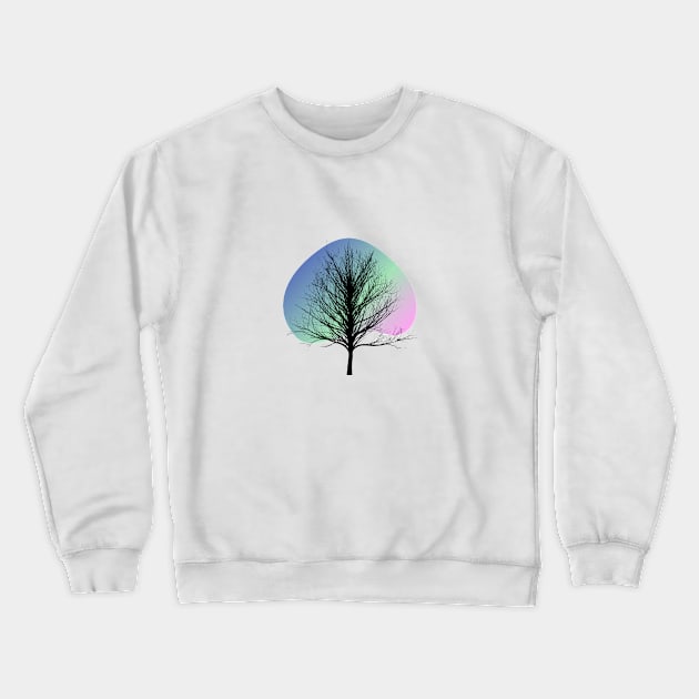 pink blue gradient black tree art Crewneck Sweatshirt by creatilory